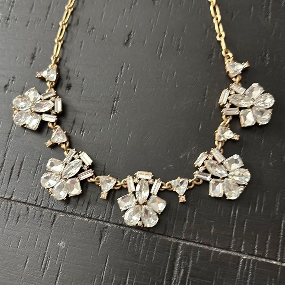 J Crew Venus Flytrap Clear Cluster Crystal Gold-T… - image 2